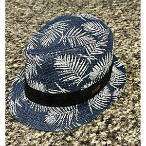 Lucky7 Women’s Paper Woven Fedora Hat Tropical Floral Blue White Size 7